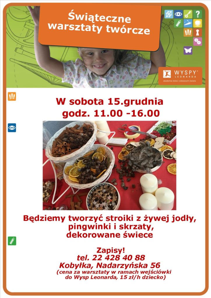 Plakat: Świąteczne Warsztaty Twórcze! Wyspy Leonarda.